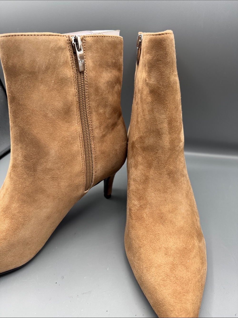 Marc Fisher Glorry Pointed Toe Ankle Boots Light Brown Suede - Picture 3 of 5